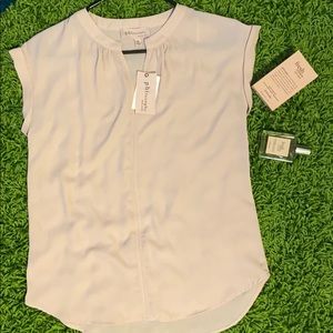 Pink short sleeve sheer shirt